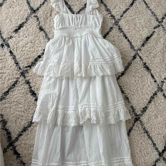 Cleobella White Ruffled Tiered Sundress V-neck - Picture 2 of 3